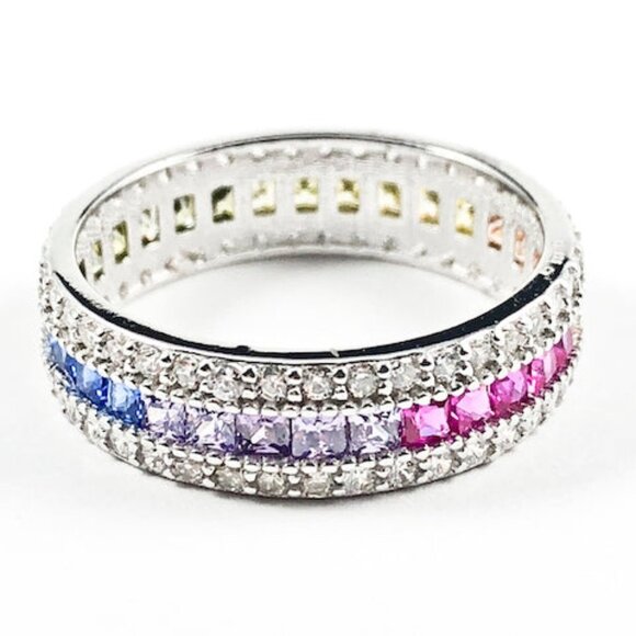 Kelly Multi 925 Sterling Silver Band Ring - Picture 3 of 3